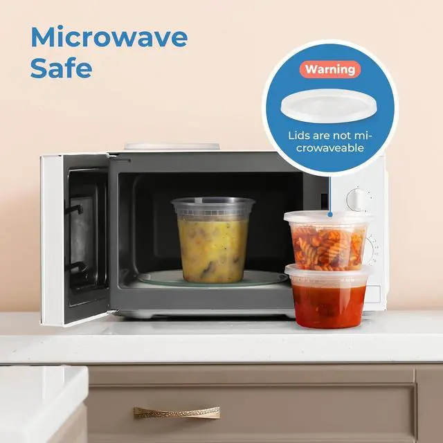 Alt view image 7 of 7 - Fit Meal Prep 36 Pack 8 16 32 oz Deli Containers with Lids Variety Pack, US Made Leakproof Assorted Plastic Soup Container, Combo Clear Food Storage Containers for Restaurant, Microwave Freezer Safe