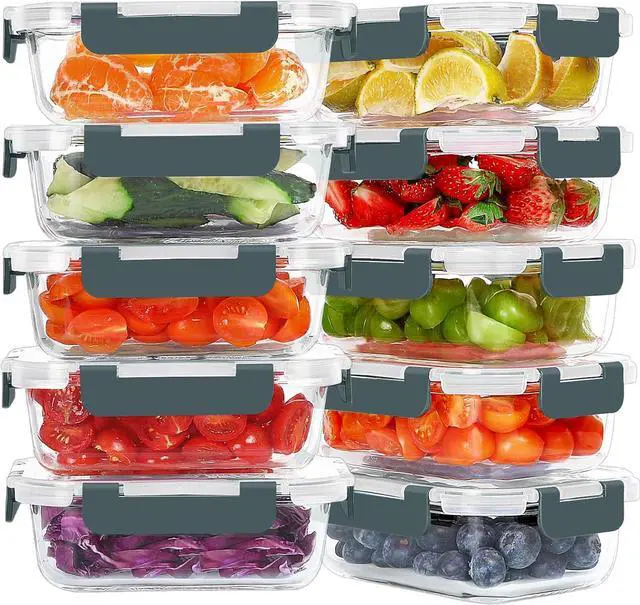 Main image of 10 Packs 22 oz Glass Meal Prep Containers, Glass Food Storage Containers with Lids, Airtight Lunch Boxes BPA Free, Microwave and Freezer Safe