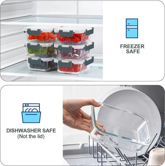 Alt view image 4 of 6 - 10 Packs 22 oz Glass Meal Prep Containers, Glass Food Storage Containers with Lids, Airtight Lunch Boxes BPA Free, Microwave and Freezer Safe