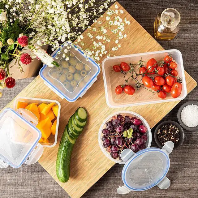 Alt view image 6 of 7 - Moss & Stone Air Tight 16 Piece Plastic Food Storage Containers with Lids, Safe Lunch Box Set For DIshwasher and Microwave, Leak Proof Storage Containers For Food- BPA Free