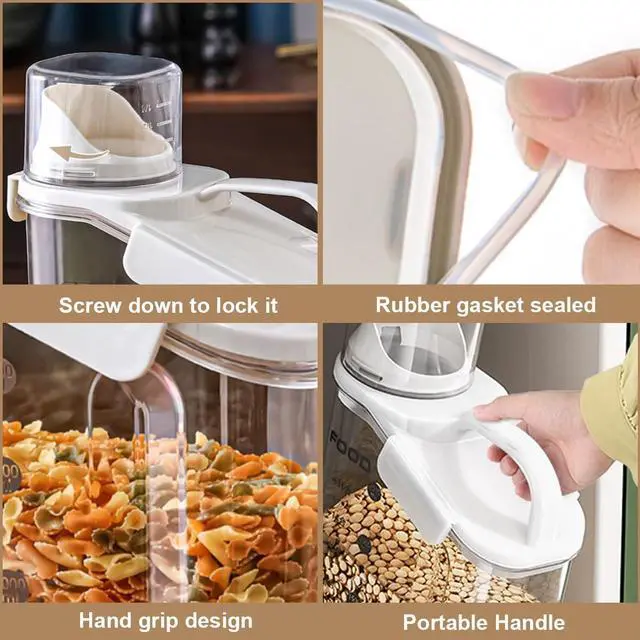 Alt view image 2 of 4 - 1 Piece Cereal Containers Storage, 2.8L/95oz Airtight Large Dry Food Storage Containers with Pouring Spout Measuring Cup for Snacks Grain Rice,BPA Free Dispenser Plastic Bin, 1PC