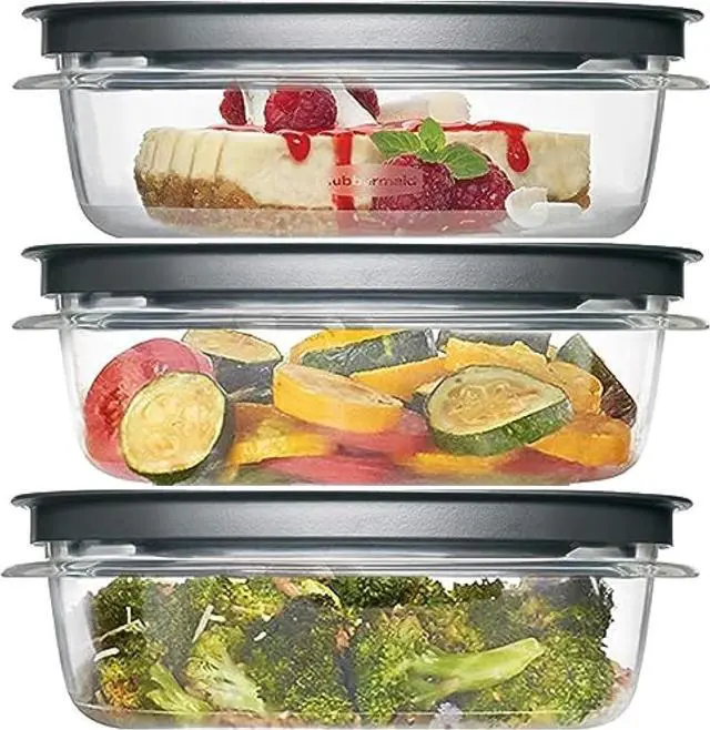 Main image of Rubbermaid Premier, 3 Cup Premier Flex & Seal Food Storage Set, 3 Tritan Containers, 3 Grey Flex and Seal Lids, 6 Piece Bundle Set Bundle