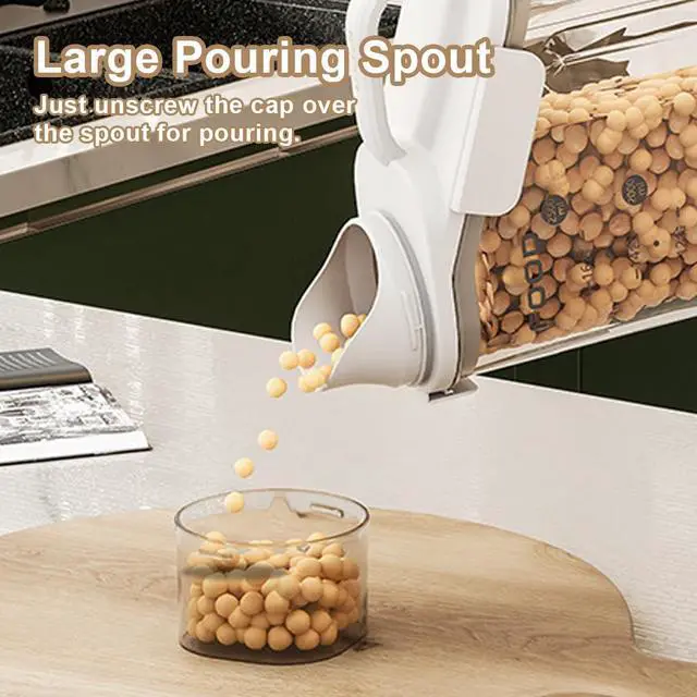 Alt view image 4 of 4 - 1 Piece Cereal Containers Storage, 2.8L/95oz Airtight Large Dry Food Storage Containers with Pouring Spout Measuring Cup for Snacks Grain Rice,BPA Free Dispenser Plastic Bin, 1PC