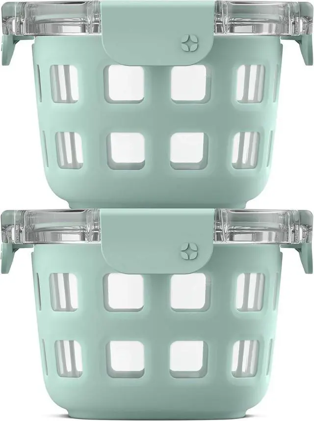 Main image of Ello Duraglass 2-Pack 2 Cup Reusable Glass Container Jar with Leak Proof Lids and Protective Silicone Sleeves | Perfect for Overnight Oats, Snacks, Yogurt | BPA-Free | Dishwasher Safe | Yucca