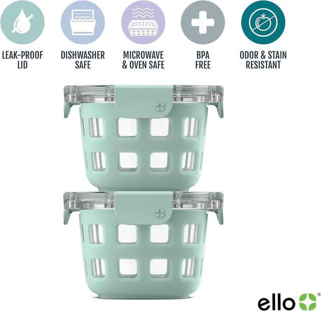 Alt view image 3 of 6 - Ello Duraglass 2-Pack 2 Cup Reusable Glass Container Jar with Leak Proof Lids and Protective Silicone Sleeves | Perfect for Overnight Oats, Snacks, Yogurt | BPA-Free | Dishwasher Safe | Yucca
