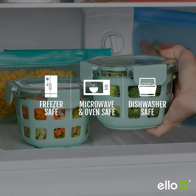 Alt view image 5 of 6 - Ello Duraglass 2-Pack 2 Cup Reusable Glass Container Jar with Leak Proof Lids and Protective Silicone Sleeves | Perfect for Overnight Oats, Snacks, Yogurt | BPA-Free | Dishwasher Safe | Yucca