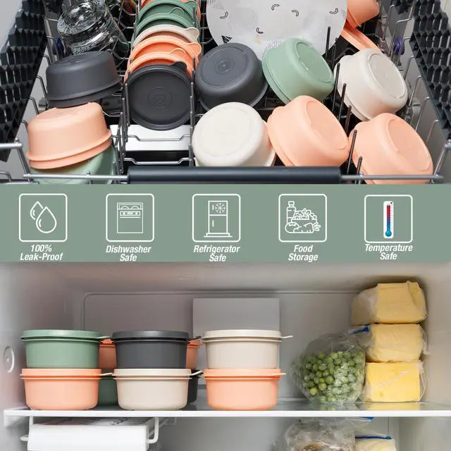 Alt view image 3 of 7 - 9 oz Small Round Food Storage Containers with Lids Set of 10, Airtight Leakproof Reusable, Plastic To Go Bento Box, Mini Lunch Box, Snack Storage Bowl, for Kitchen, Picnic (10)