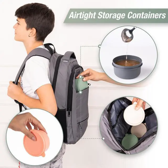 Alt view image 6 of 7 - 9 oz Small Round Food Storage Containers with Lids Set of 10, Airtight Leakproof Reusable, Plastic To Go Bento Box, Mini Lunch Box, Snack Storage Bowl, for Kitchen, Picnic (10)