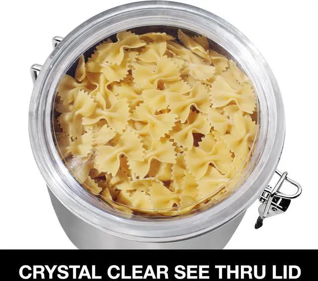 Alt view image 4 of 7 - Oggi Stainless Steel Kitchen Canister 152 fl oz - Airtight Clamp Lid, Clear See-Thru Top - Ideal for Kitchen Storage, Food Storage, Pantry Storage. Jumbo Size 8" x 8".