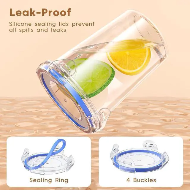 Alt view image 5 of 7 - 4 Pack Overnight Oats Containers with Lids, Oatmeal Container, 16oz Leak Proof Oats Jars, BPA Free, Reusable, Portable Plastic Food Storage Container for Oatmeal, Yogurt, Soup, Cereal, Milk and More