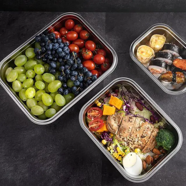 Alt view image 5 of 7 - FENGER FEN GE Stainless Steel Food Storage Containers | Bento Lunch Box, Metal Meal Prep Food container, leak proof&airtight lids for Kitchen,reusable&stackable Set of 3 (21oz/43oz/76oz).