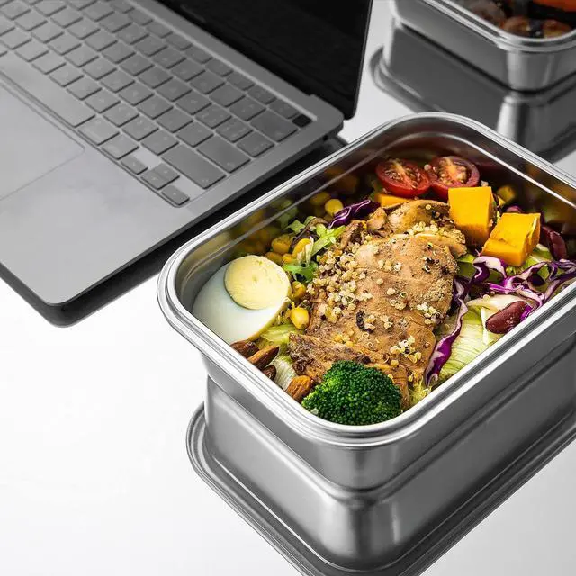 Alt view image 7 of 7 - FENGER FEN GE Stainless Steel Food Storage Containers | Bento Lunch Box, Metal Meal Prep Food container, leak proof&airtight lids for Kitchen,reusable&stackable Set of 3 (21oz/43oz/76oz).