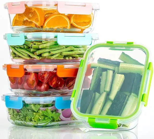 Alt view image 6 of 6 - UMEIED 10 Pack Glass Food Storage Containers with Lids Leakproof, Airtight Glass Meal Prep Containers For Lunch, On The Go, Leftover, Dishwasher Safe