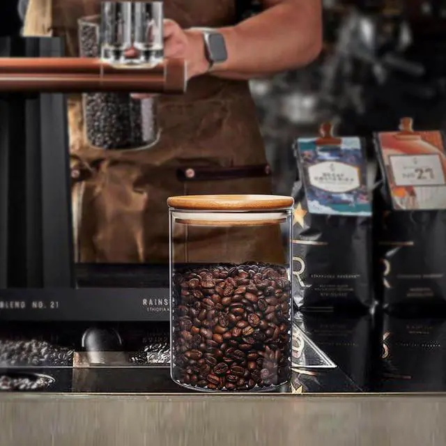 Alt view image 6 of 6 - umieo Glass Food Storage Containers with Lids, Small Storage Containers 27oz Set of 2, Glass Storage Jars with Airtight Lids for, Flour, Rice, Nuts, Candy, Coffee, Beans