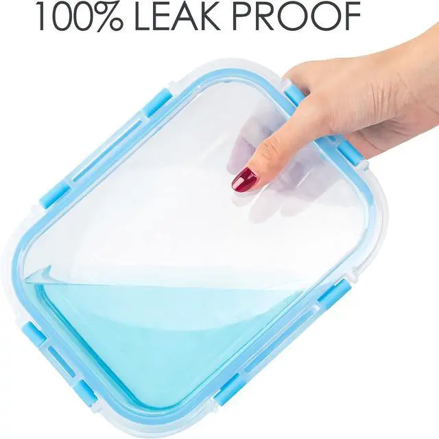 Alt view image 4 of 7 - 10 Pack Glass Food Storage Containers, Glass Meal Prep Containers with Lids Leak Proof, Clear Glass Bento Boxes for Adults, Microwave & Freezer Safe (34oz & 12oz)