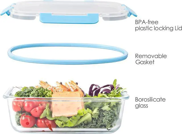 Alt view image 2 of 7 - 10 Pack Glass Food Storage Containers, Glass Meal Prep Containers with Lids Leak Proof, Clear Glass Bento Boxes for Adults, Microwave & Freezer Safe (34oz & 12oz)