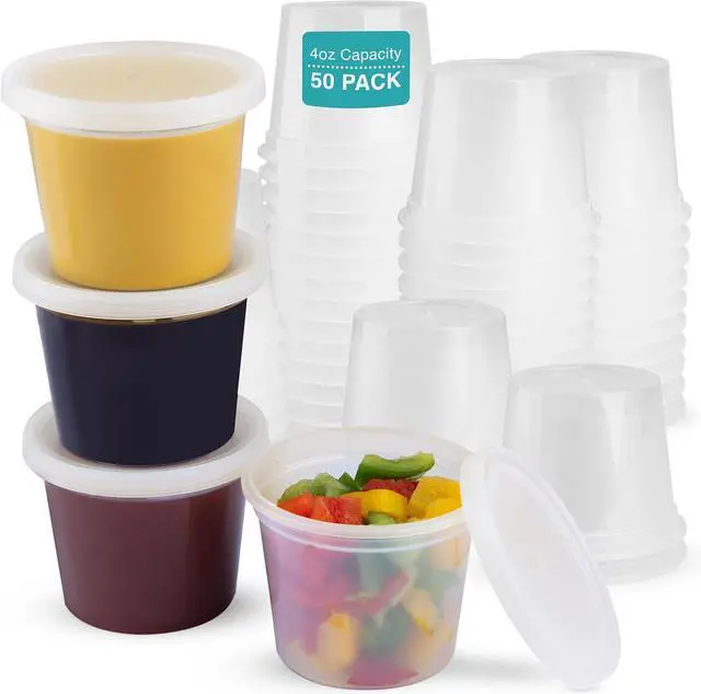 Alt view image 2 of 6 - OAKRIDGE PRODUCTS Deluxe 4oz Deli Food Storage Containers Designed for Fridge and Freezer (100 Pack)