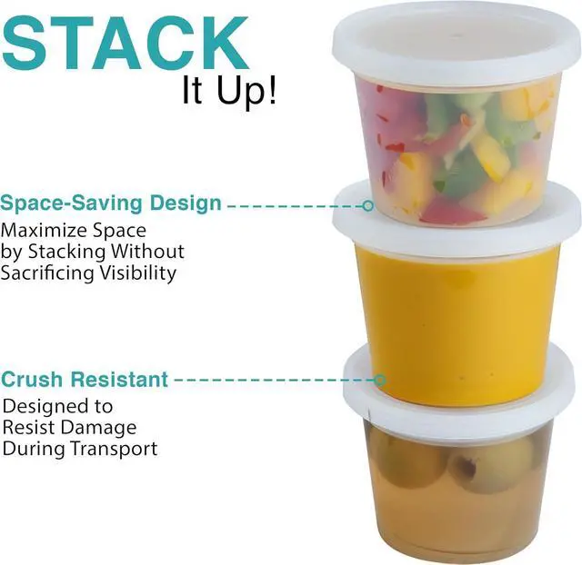 Alt view image 4 of 6 - OAKRIDGE PRODUCTS Deluxe 4oz Deli Food Storage Containers Designed for Fridge and Freezer (100 Pack)