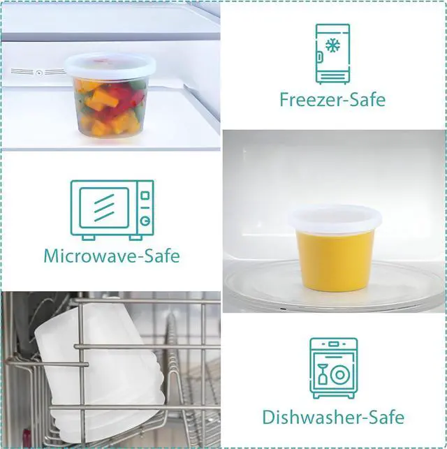 Alt view image 5 of 6 - OAKRIDGE PRODUCTS Deluxe 4oz Deli Food Storage Containers Designed for Fridge and Freezer (100 Pack)