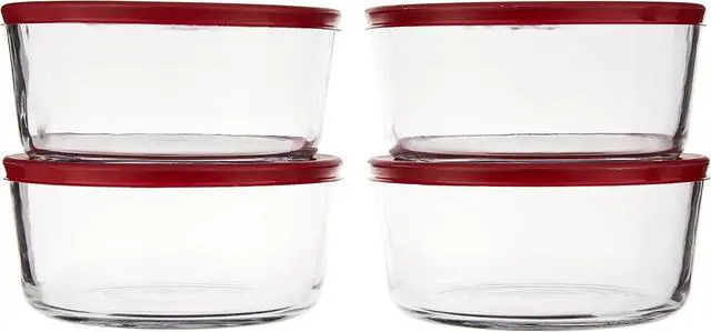 Alt view image 2 of 4 - Anchor Hocking 7-Cup Round Food Storage Containers with Red Plastic Lids, Set of 4