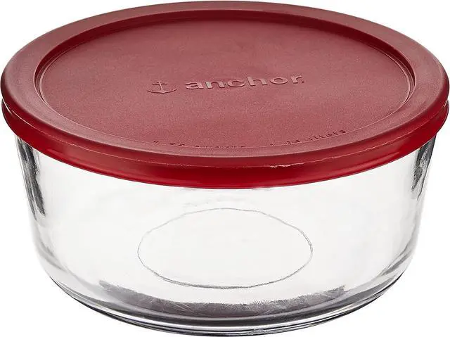 Alt view image 3 of 4 - Anchor Hocking 7-Cup Round Food Storage Containers with Red Plastic Lids, Set of 4