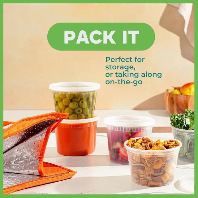 Alt view image 5 of 6 - JoyServe 16 Oz Deli Food Containers with Lids - (36 Sets) Airtight Plastic Food Storage for Takeout, Meal Prep, To-Go, and Soup Freezer Containers with 36 Lids, BPA-Free, Dishwasher, Microwave Safe