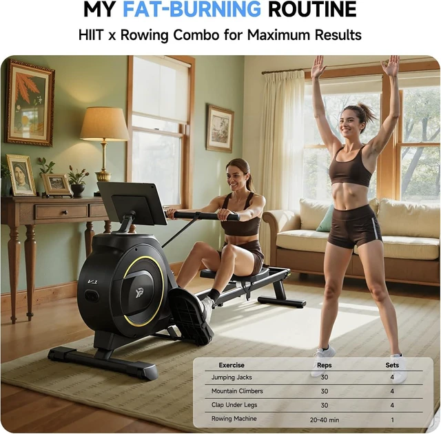 Alt view image 5 of 7 - Rowing Machine for Home, 350 LB Capacity, 16-Level Silent Resistance, Magnetic Rowing Machines for Home Foldable, Full-Body Workout Compact Rowing Machine for Cardio & Strength with APP Support