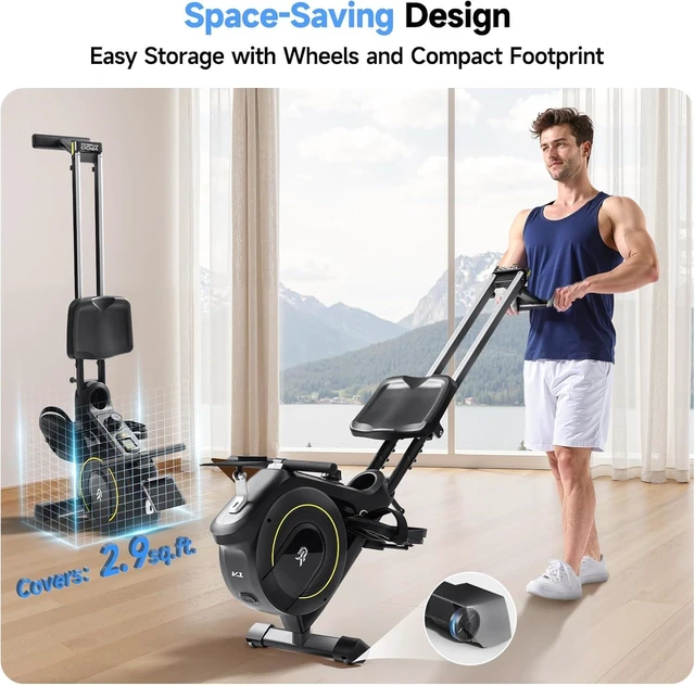 Alt view image 6 of 7 - Rowing Machine for Home, 350 LB Capacity, 16-Level Silent Resistance, Magnetic Rowing Machines for Home Foldable, Full-Body Workout Compact Rowing Machine for Cardio & Strength with APP Support