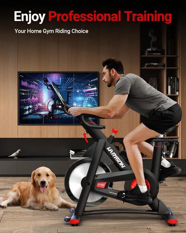 Alt view image 6 of 7 - HARISON Semi-Commercial Exercise Bike 400 lbs Capacity, Magnetic Stationary Bikes for Home Gym with Bluetooth & Tablet Holder & Comfortable Seat Cushion