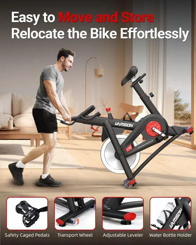 Alt view image 7 of 7 - HARISON Semi-Commercial Exercise Bike 400 lbs Capacity, Magnetic Stationary Bikes for Home Gym with Bluetooth & Tablet Holder & Comfortable Seat Cushion