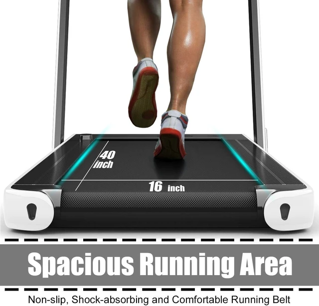 Alt view image 3 of 7 - GYMAX Walking Pad, 2.25HP Foldable Treadmill with Smart App & Remote Control, Bluetooth LED Monitor, Small Spaces Compact Running Machine, Folding Portable Under Desk Treadmill for Home Office