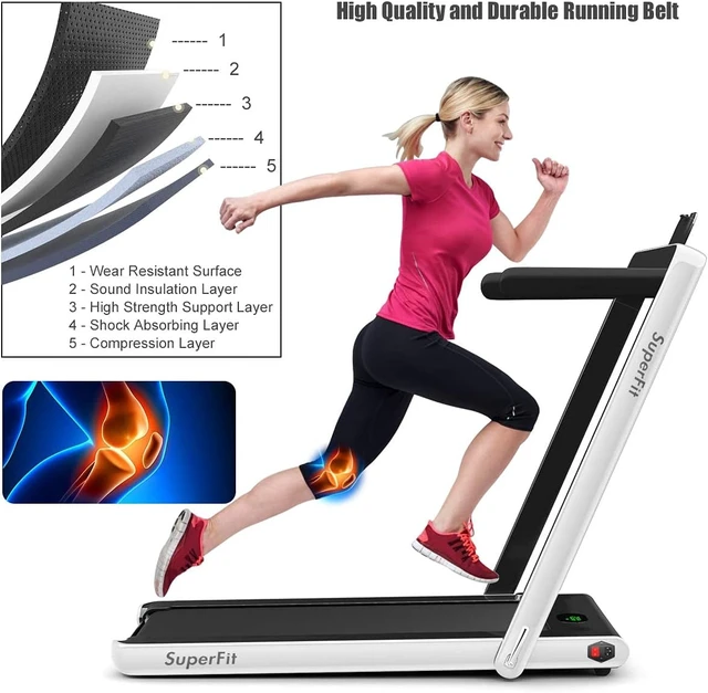 Alt view image 7 of 7 - GYMAX Walking Pad, 2.25HP Foldable Treadmill with Smart App & Remote Control, Bluetooth LED Monitor, Small Spaces Compact Running Machine, Folding Portable Under Desk Treadmill for Home Office