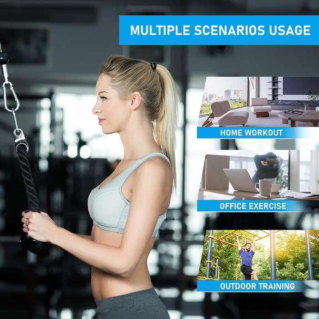 Alt view image 7 of 7 - Pulley System for Home Gym, Cable Pulley System Gym for LAT Pulldown Cable Machine Pulley Attachment with Tricep Rope Ideal for Biceps Curl, Arm Workouts, Strength Training