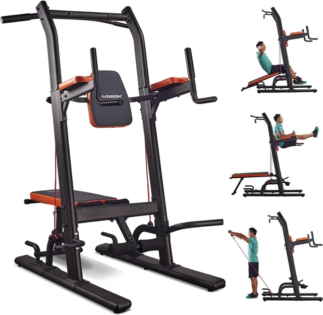 Main image of HARISON Multifunction Power Tower with Bench, Heavy Duty Pull Up Bar Dip Station for Home Gym Workout Strength Training Fitness Equipment