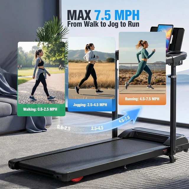 Alt view image 5 of 7 - ANCHEER 15% Incline Treadmill with Desk Workstation & Adjustable Height