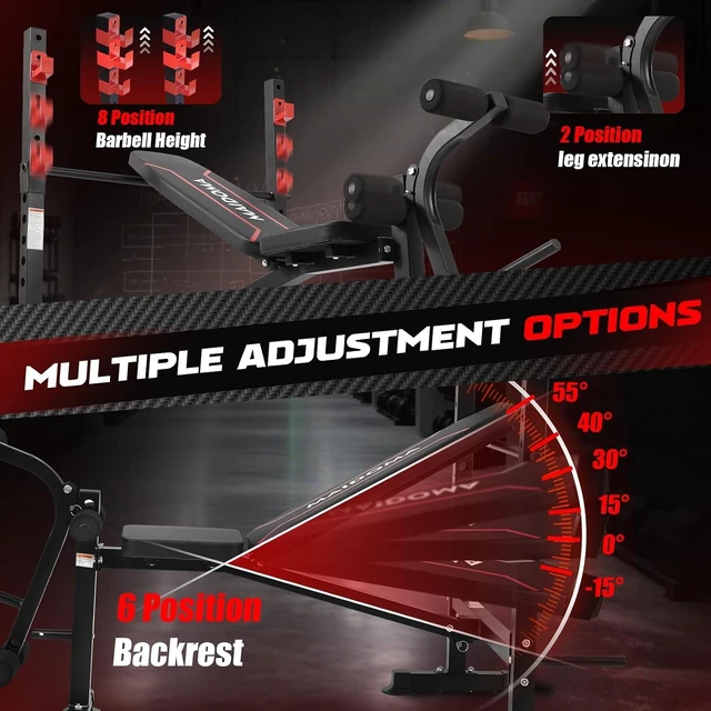 Alt view image 3 of 7 - MAIDOMA 1500LB 8 IN 1 Weight Bench with Leg Extension