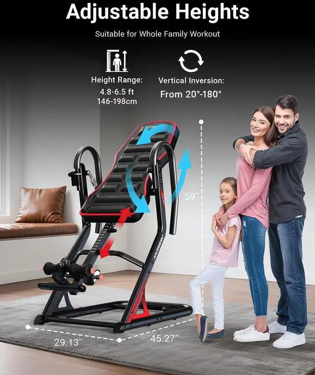 Alt view image 3 of 7 - HARISON Inversion Table for Back Pain Relief 350 LBS Capacity with 3D Memory Foam, Strength Training Inversion Equipment for Pain Therapy Training with Safe Belt & Comfortable Ankle Holders