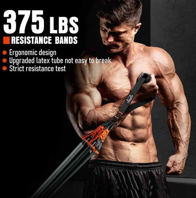 Alt view image 2 of 7 - Resistance Bands with Handles, 175lb Exercise Bands for Working Out