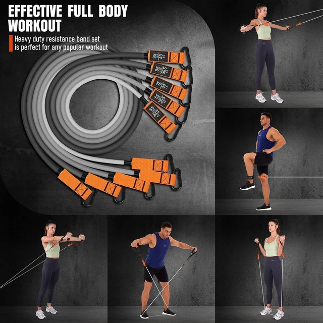 Alt view image 3 of 7 - Resistance Bands with Handles, 175lb Exercise Bands for Working Out