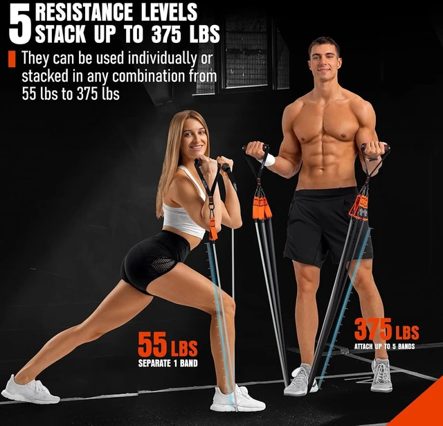 Alt view image 4 of 7 - Resistance Bands with Handles, 175lb Exercise Bands for Working Out