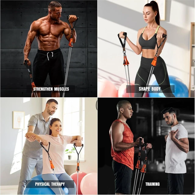 Alt view image 7 of 7 - Resistance Bands with Handles, 175lb Exercise Bands for Working Out