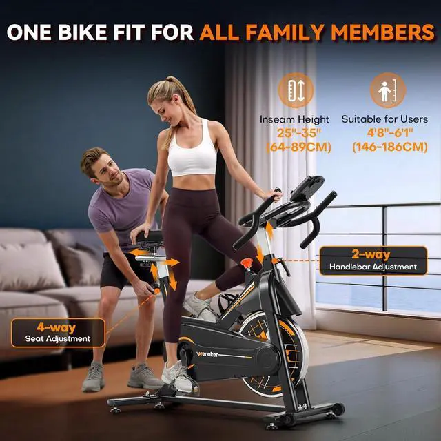 Alt view image 5 of 7 - Exercise Bike, Wenoker Stationary Bike for Home, App Supported Indoor Bike with Silent Belt Drive, Heavy Flywheel, Multi-grips Handlebar and Upgraded Digital Display