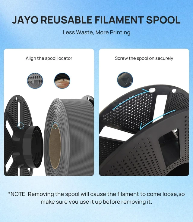 Alt view image 6 of 7 - JAYO PLA Plus 3D Printer Filament 1.75mm 1.1KG, 1.1kg Reusable Spool, Blue