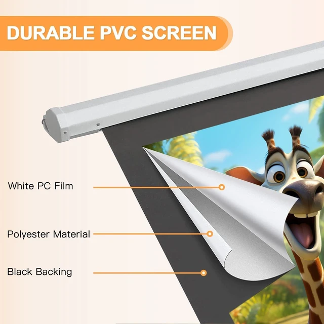 Alt view image 5 of 7 - YODOLLA 100" Projector Screen Motorized 16:9 for Home Theater Outdoor White