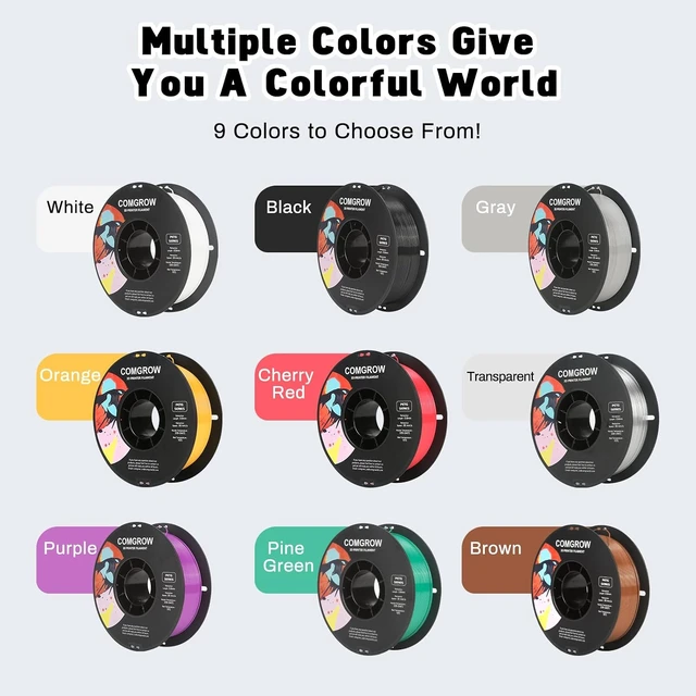 Alt view image 6 of 7 - Comgrow PETG 3D Printer Filament 1.75mm, High Precision and Tough 3D Printer Filament 2kg (4.4LBS), Dimensional Accuracy +/- 0.02 mm, Fit Most 3D Printers Black+Black