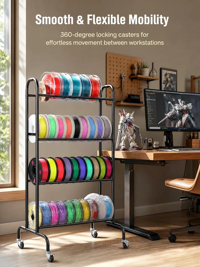 Alt view image 6 of 7 - AHOWPD 3D Printer Filament Storage Rack with Wheels for 40pcs Filaments