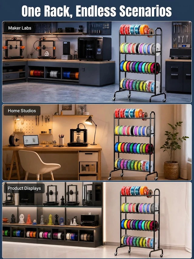Alt view image 7 of 7 - AHOWPD 3D Printer Filament Storage Rack with Wheels for 40pcs Filaments