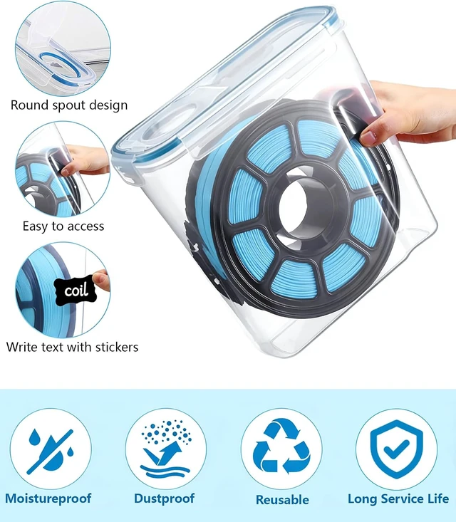 Alt view image 2 of 7 - Filament Storage Box 4 Pack with Desiccants, Labels for 3D Printing
