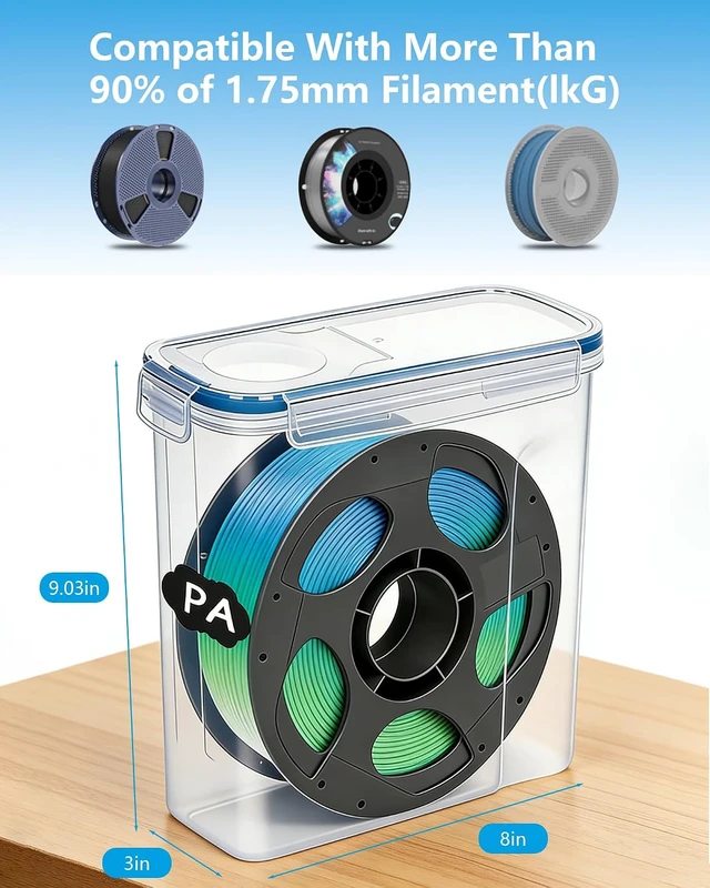 Alt view image 4 of 7 - Filament Storage Box 4 Pack with Desiccants, Labels for 3D Printing