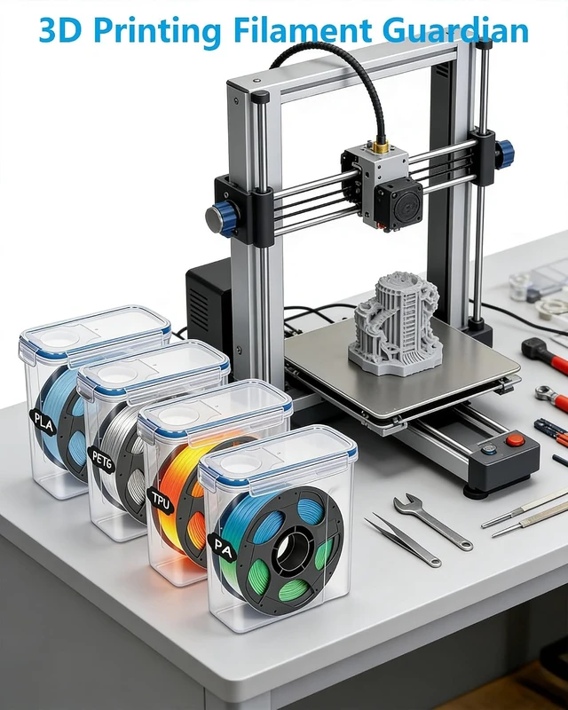 Alt view image 6 of 7 - Filament Storage Box 4 Pack with Desiccants, Labels for 3D Printing